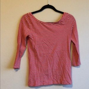 Jcrew red and white boatneck tee